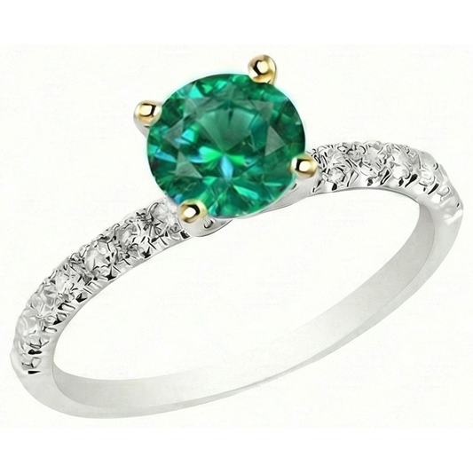 Emerald Gemstone Ring 1.50-ct 14K Two Tone Gold – front view