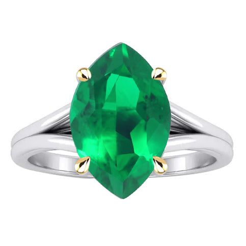Real Colombian Emerald Gemstone Ring – main view