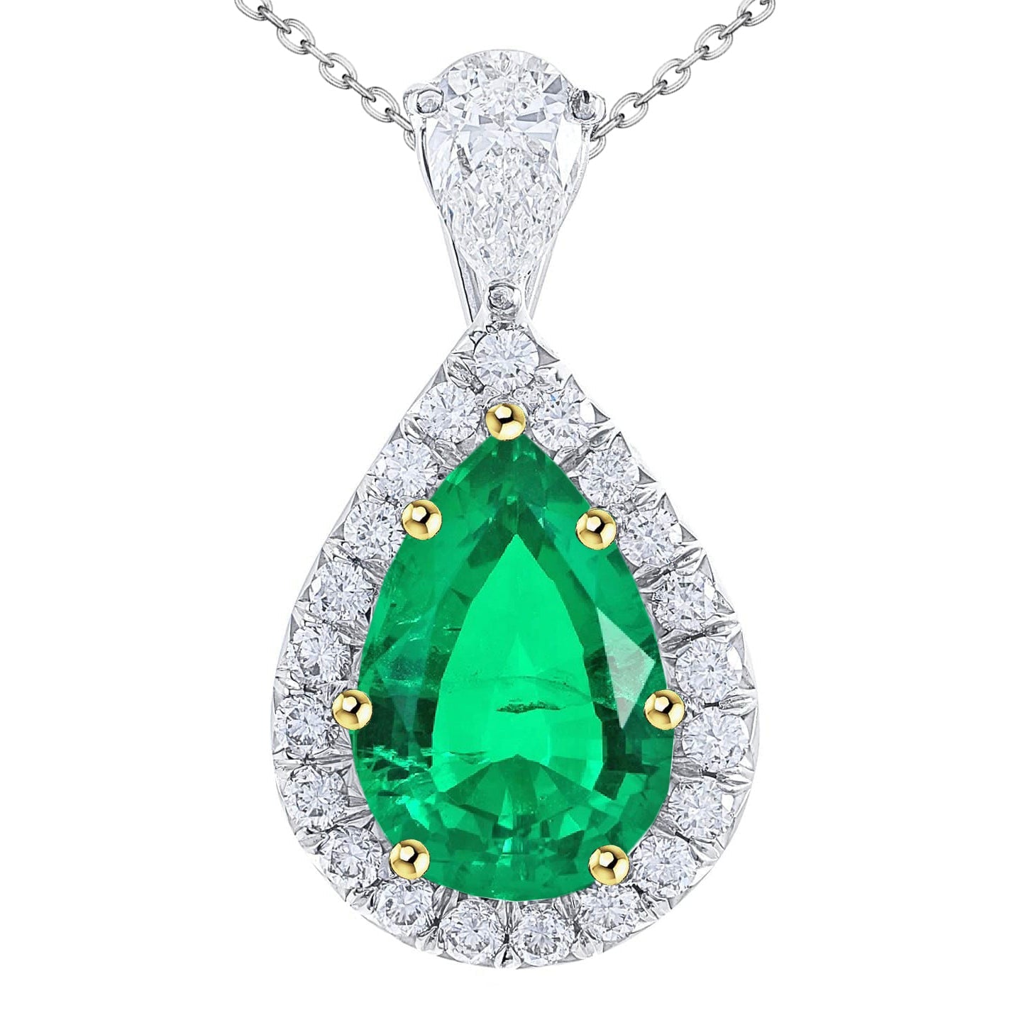 Bespoke Colombian Emerald Stone Pendant Necklace 4 ct – main view