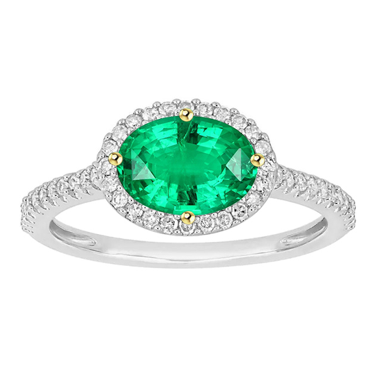 Colored Stone Ring 14K Two Tone Gold with Emerald – main view