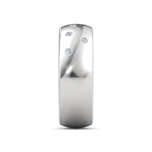 Gypsy Set Round Genuine Diamond Band White Gold 14K Men's Ring