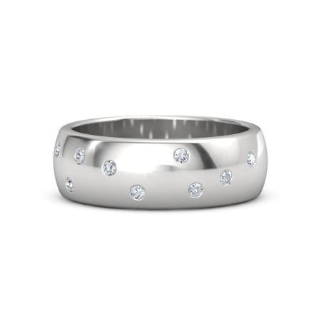 Gypsy Set Round Genuine Diamond Band 0.90 Carats White Gold 14K Men's Ring