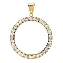 Half Dollar Natural Earth Mined Diamond Pendant Bezel 1 Carat Yellow Gold (Coin not Included)