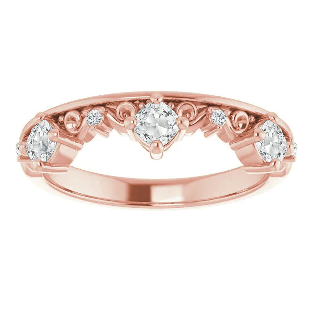 Half Eternity Band Cushion Old Miner Genuine Diamond Vintage Style 5 Carats