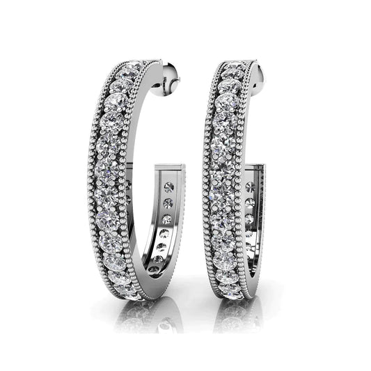 Half Hoop Genuine Diamond Vinatge Style Earrings