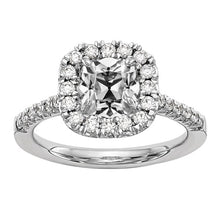 Halo Anniversary Ring Cushion Old Cut Real Diamond Gold 2.45 Carats