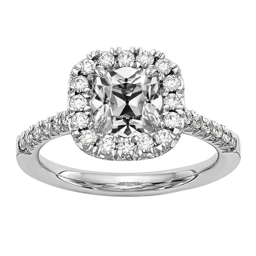 Halo Anniversary Ring Cushion Old Cut Real Diamond Gold 2.45 Carats