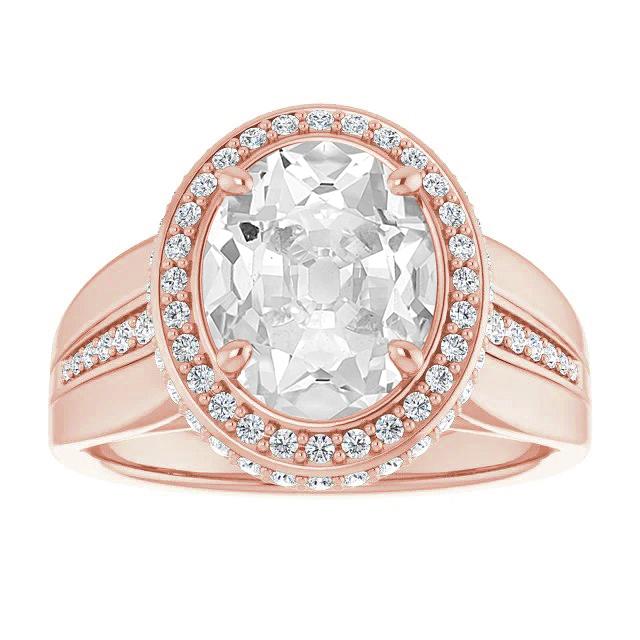 Halo Anniversary Ring Oval Old Mine Cut Genuine Diamond Prong Set 11 Carats