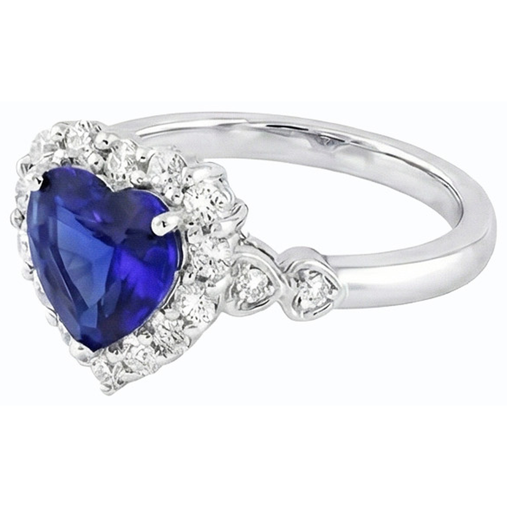 natural round sapphire 4.50ct ring on white background
