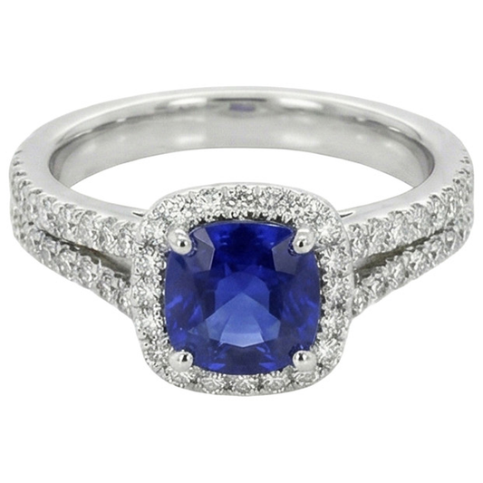 natural round sapphire 3.20ct ring side angle