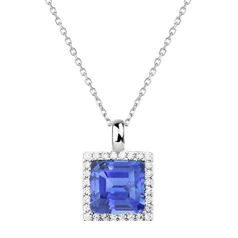 Cornflower Blue Sapphire Precious Stone Pendant 1-ct 14K White Gold – main view