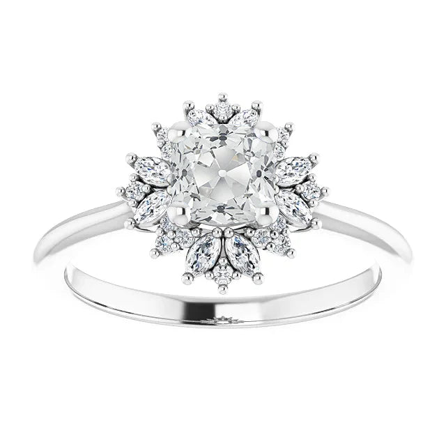 Halo Cushion Old Miner Real Diamond Ring Star Style 5 Carats Gold Jewelry
