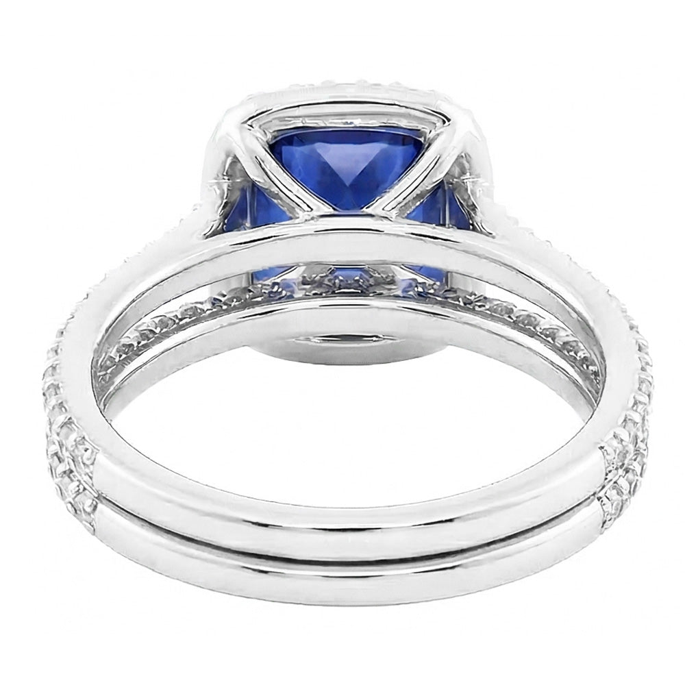natural round sapphire 4.50ct ring profile view