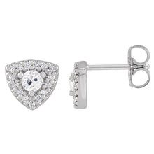 Halo Diamond Stud Old Cut Earrings Genuine 4.50 Carats Triangle Shaped Jewelry