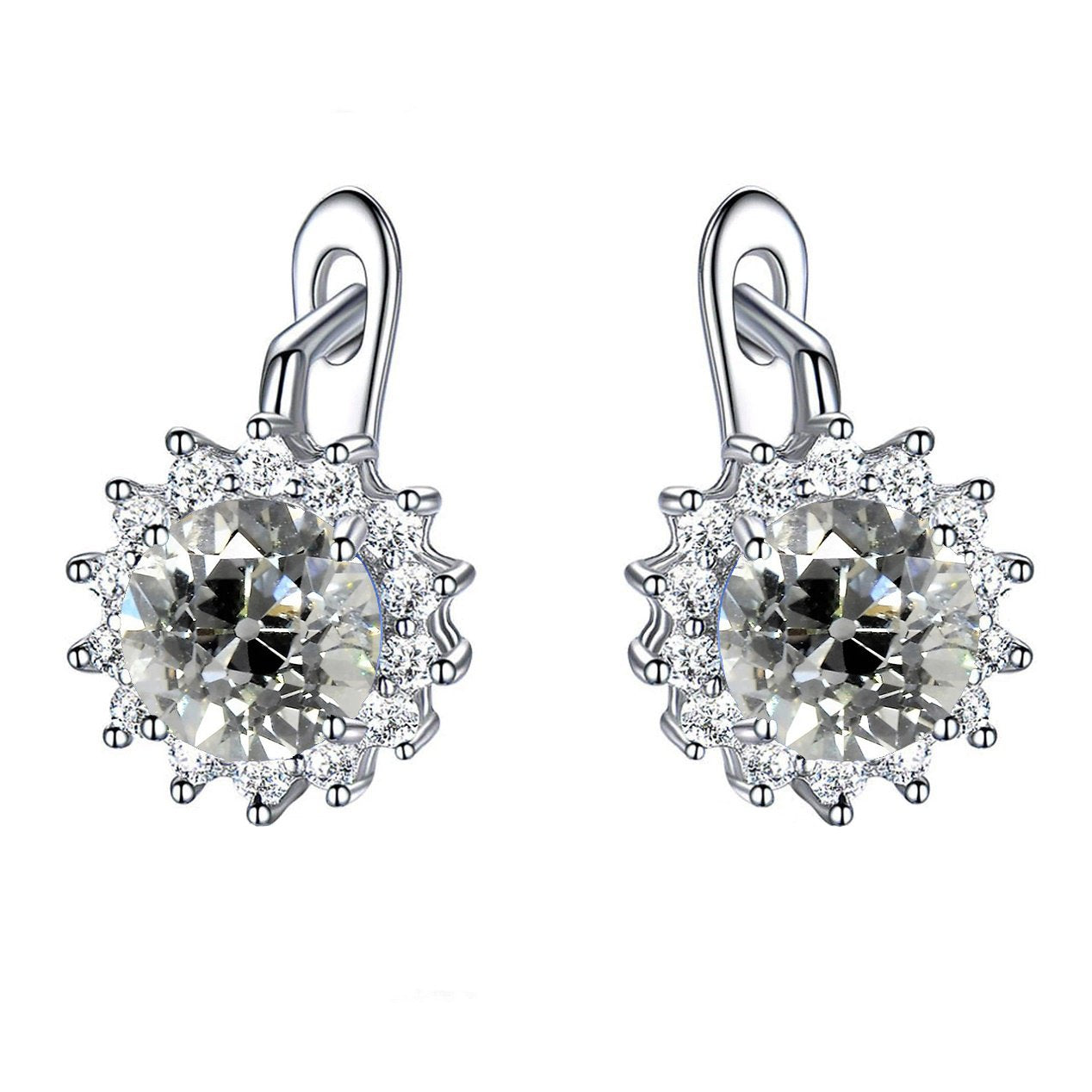 Halo Drop Earrings Old Miner Natural Earth Mined Diamonds 6.50 Carats Gold Jewellery