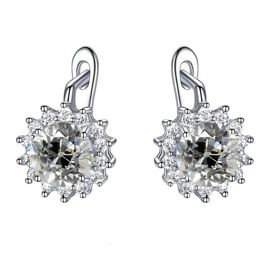 Halo Drop Earrings Old Miner Natural Earth Mined Diamonds 6.50 Carats Gold Jewellery