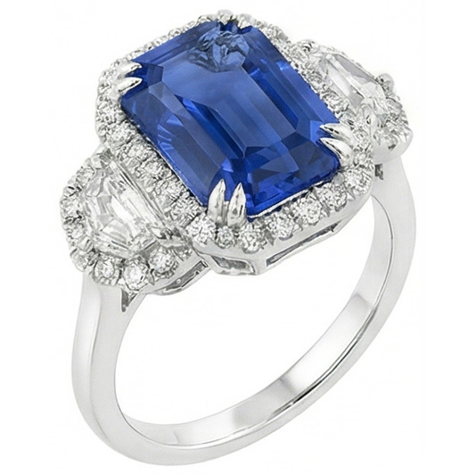 Lab Grown Sapphire Ring 5ct - White Gold 14K