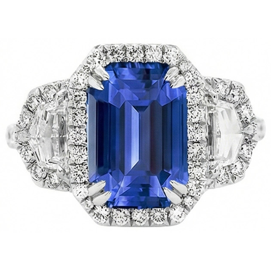 Lab Grown Sapphire Ring 5ct - White Gold 14K