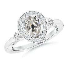 Halo Engagement Old Mine Cut Pear Genuine Diamond Ring 1.50 Carats