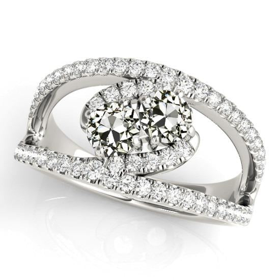 Halo Engagement Ring Old Mine Cut Natural Diamond Split Shank 4.50 Carts