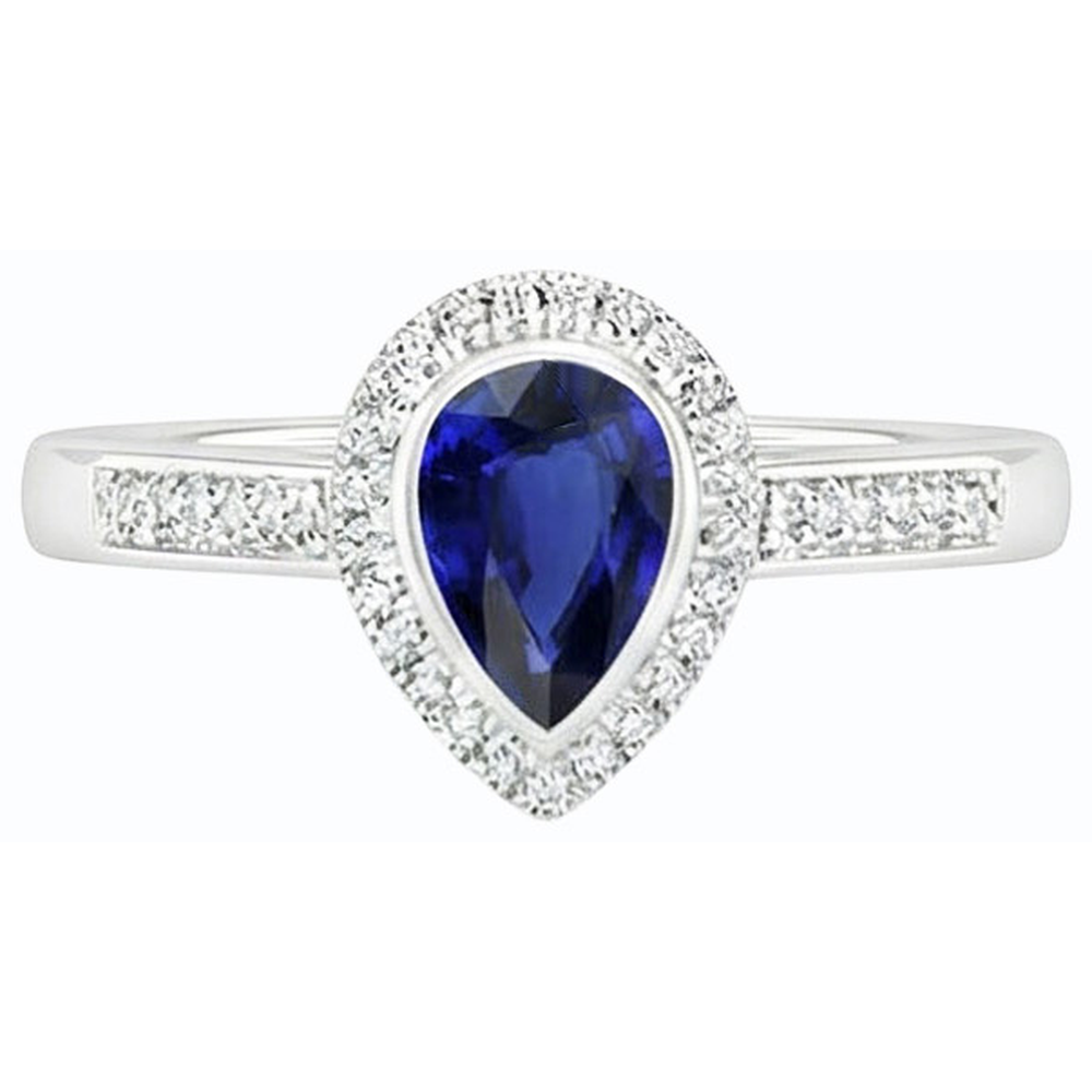 natural round sapphire 2.50ct ring on white background
