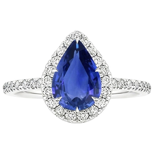natural round sapphire 3.50ct ring profile view