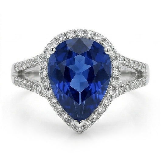 natural round sapphire 3.50ct ring side angle