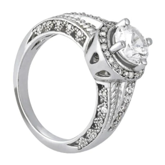 HaloGenuineDiamondEngagementRingVintageStyle