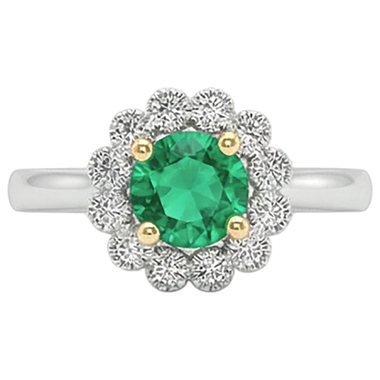Real Colombian Emerald Colored Stone Ring – front view