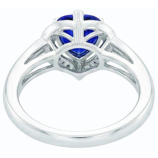 Halo Heart Style Sri Lankan Sapphire Ring 1.50 Carats Natural Earth Mined Diamonds