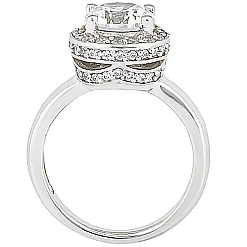 Halo Natural Diamond Engagement Ring White Gold 2.61 Ct.