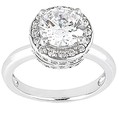 Halo Natural Diamond Engagement Ring White Gold 2.61 Ct.