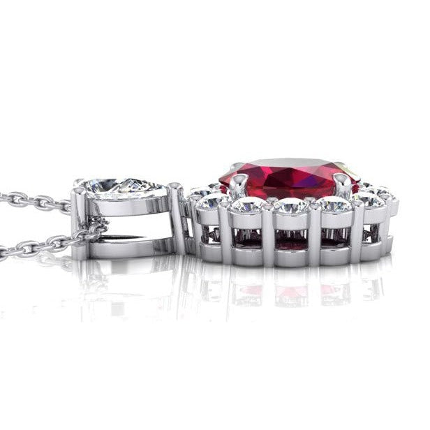 Halo Natural Eagle Claws Ruby Necklace With Pear & Diamonds