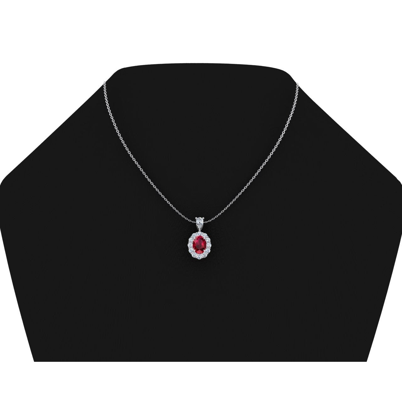Halo Natural Eagle Claws Ruby Necklace With Round Diamonds