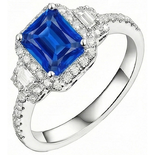 natural round sapphire 4.50ct ring side angle