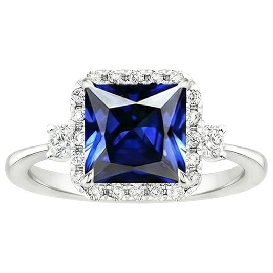 natural round sapphire 6ct ring profile view