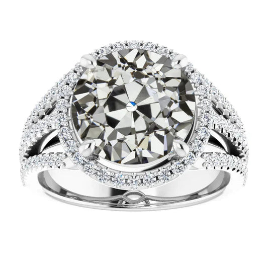 natural round diamond 8.75ct ring front view