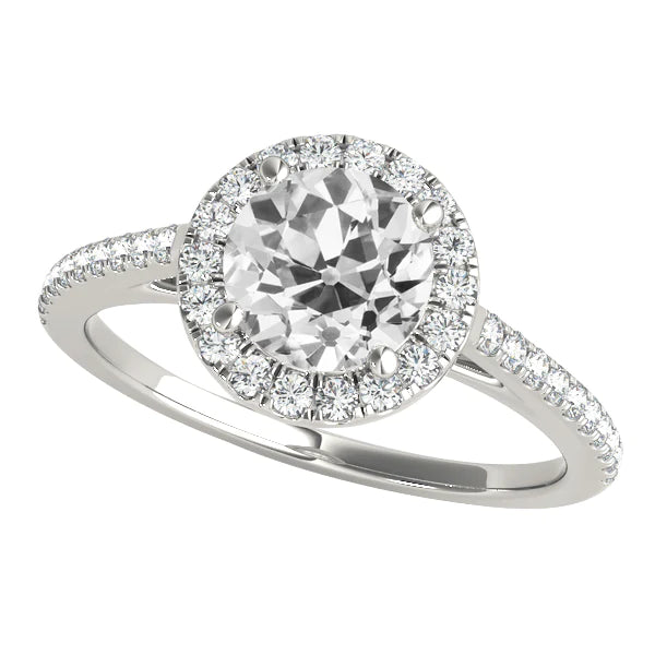 Halo Old Cut Real Round Diamond Ring 4.25 Carats Gold Ladies Jewelry