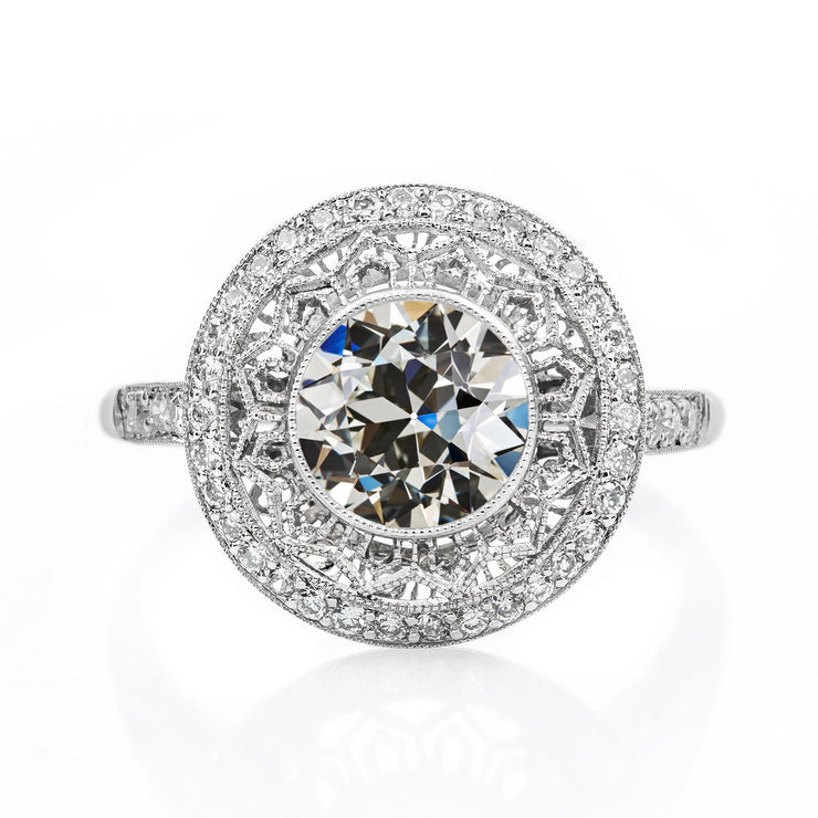 Halo Old Miner Real Diamond Ring Bezel Milgrain Antique Style 3.25 Carats