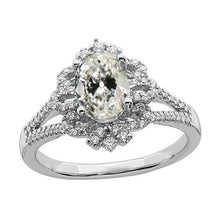 Halo Oval Old Cut Genuine Diamond Ring Flower Style Split Shank 4.50 Carats