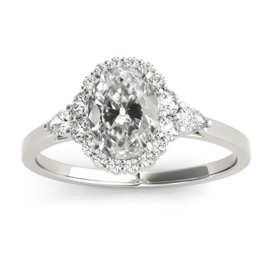 Halo Oval Old Mine Cut Natural Diamond Ring Gold Women's Jewelry 5 Carats