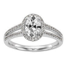 Halo Oval Old Miner Real Diamond Ring Split Shank 14K Gold 5 Carats