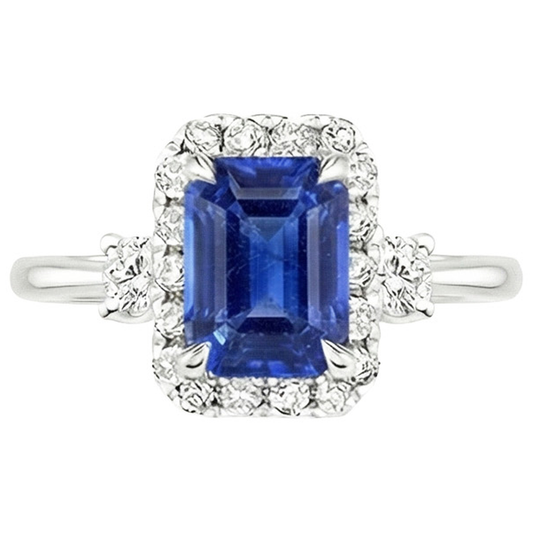 natural emerald sapphire 4.50ct ring profile view