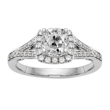 Halo Ring Cushion Old Mine Cut Real Diamond Prong Split Shank 4.50 Carats
