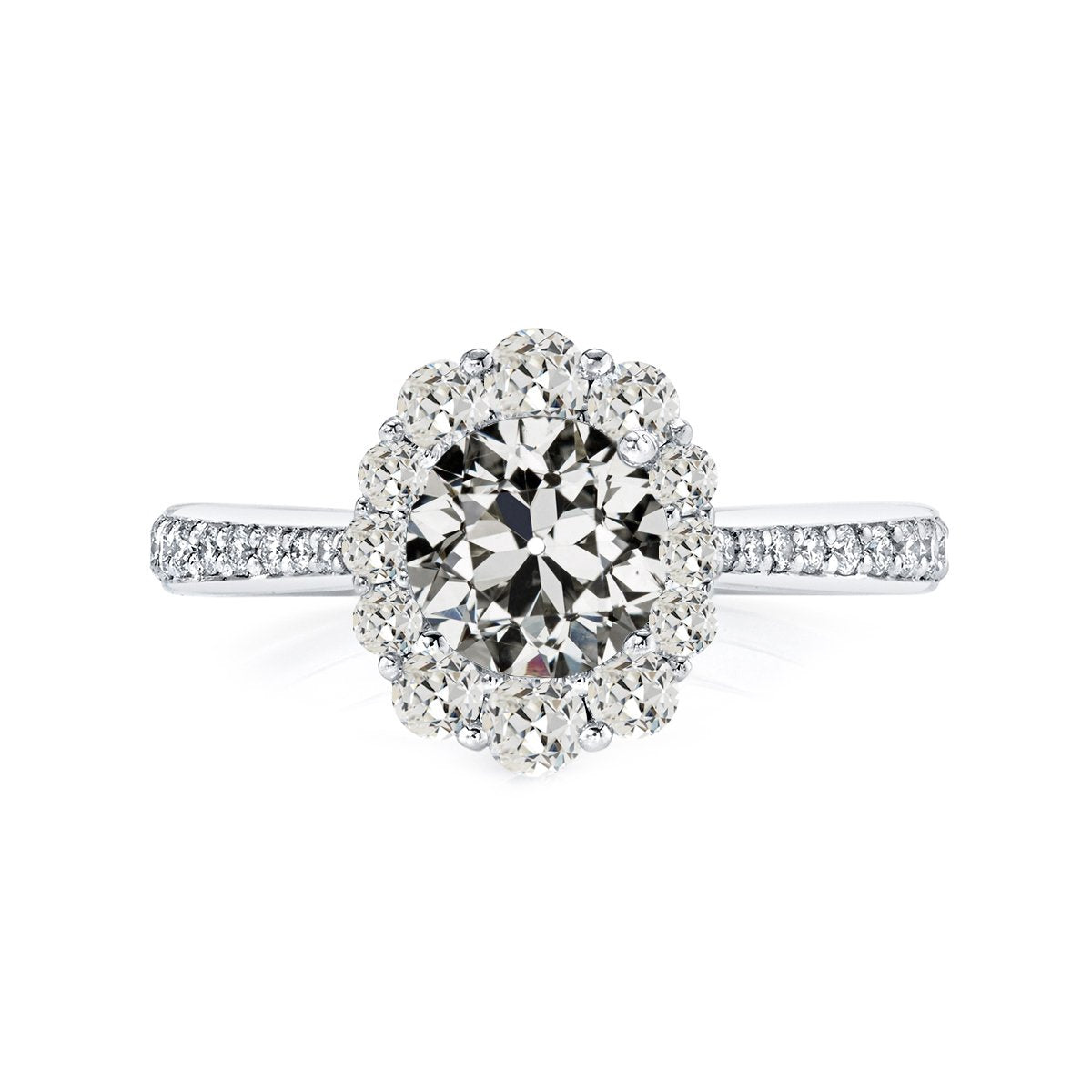 Halo Ring Genuine Round Old Miner Diamond With Accents 5 Carats 14K Gold
