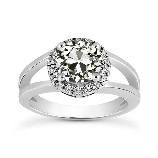 natural round diamond 3.50ct ring front view
