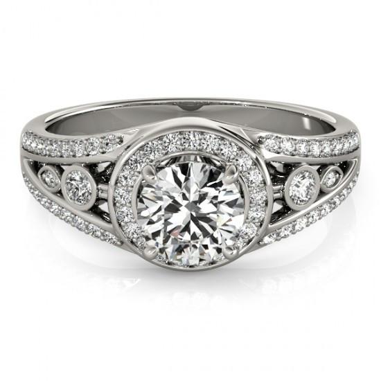 Halo Round Brilliant Real Diamond Engagement Fancy Ring 1.75 Carat WG 14K