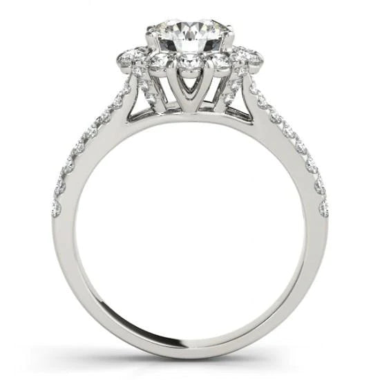 Halo Round Natural Diamond Engagement Ring Split Shank 3.0 Carat WG 14K