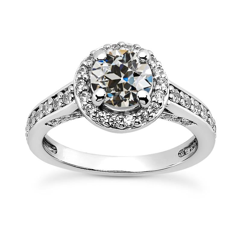 Halo Round Old Cut Real Natural Earth Mined Diamond Ring Gold Women's Jewellery 4.50 Carats