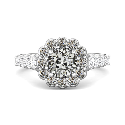 natural round diamond 6ct ring front view